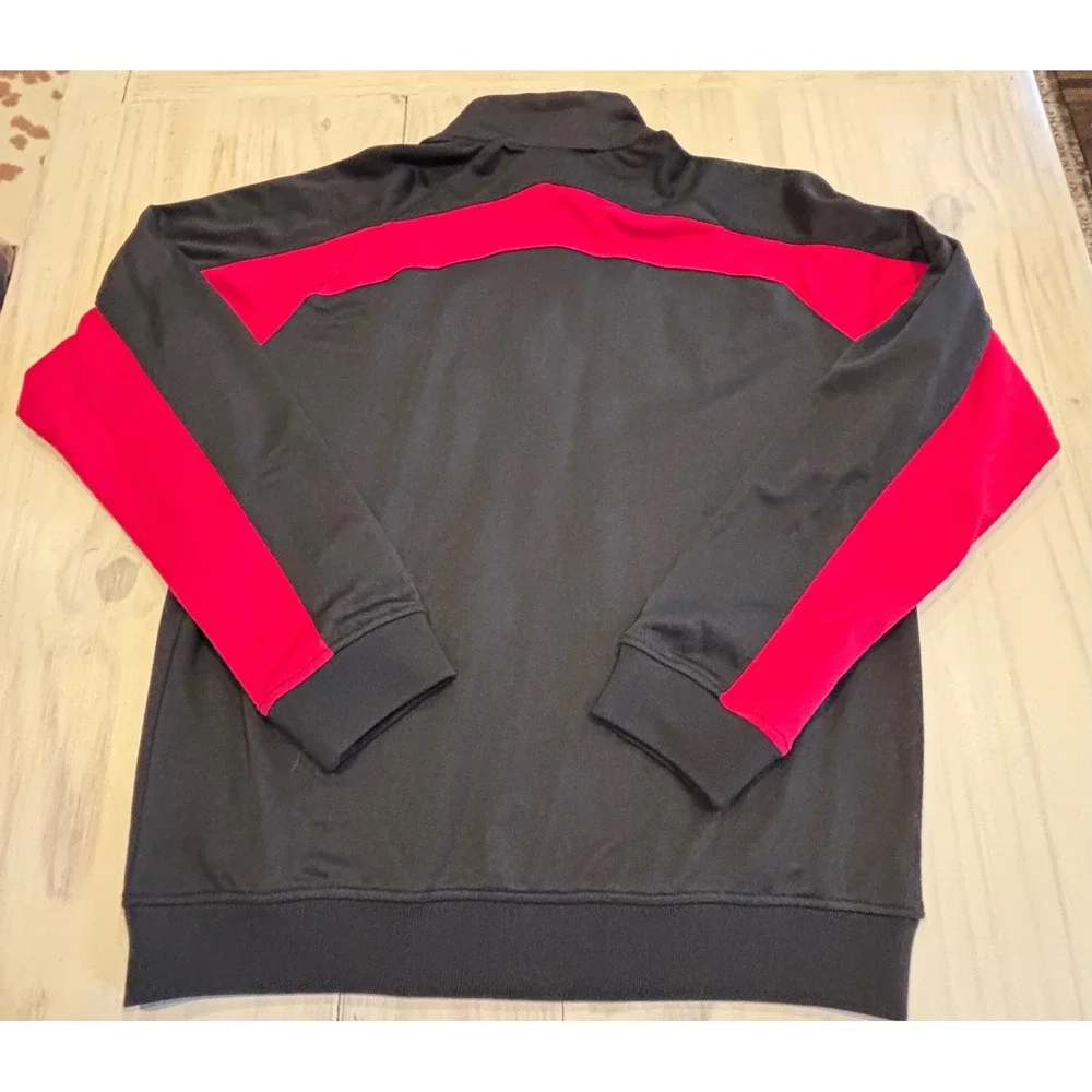 Fox Racing Mens XXL Track Jacket Black Red Chevron Full Zip Mock Neck 02962‎